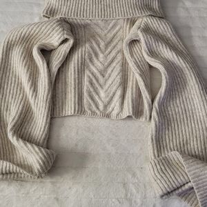 long sleeve sweater off shoulder top